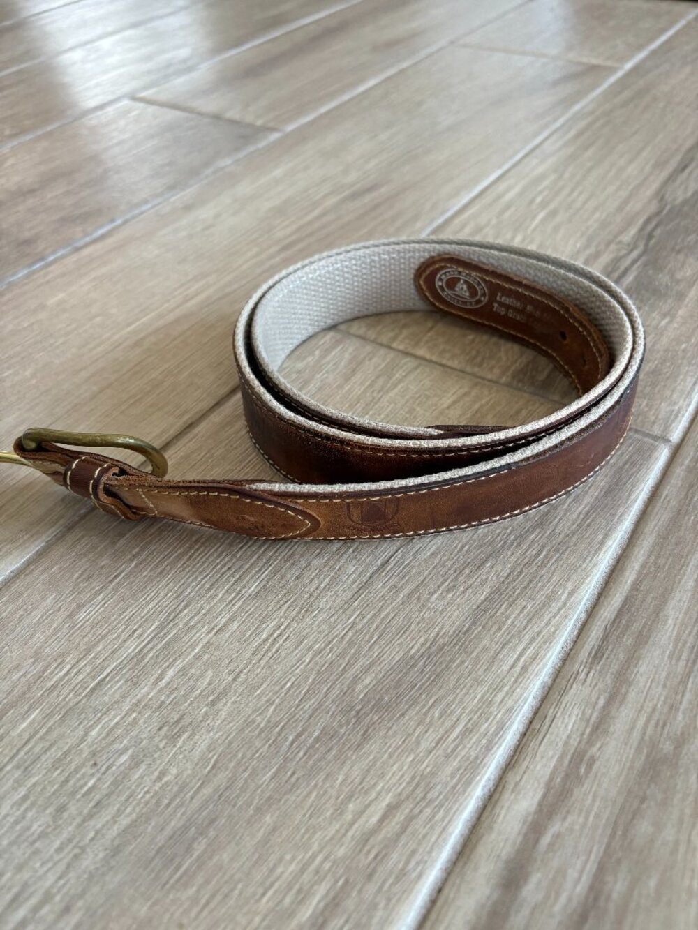 Leather Man Ltd Pine Valley Golf Club Belt Men's 40 Brown Canvas Logo Preppy